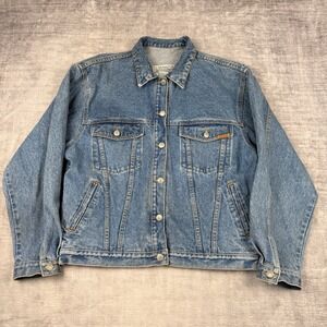 Vintage Jordache Jacket womens Large Blue Denim Trucker Style 90s Biker Western